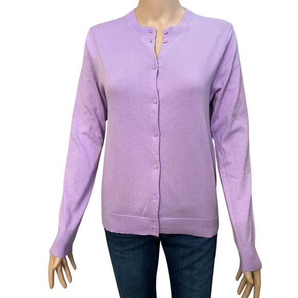 J Crew Classic Cardigan Medium Button Down Preppy Classic Minimalist Cotton - Picture 1 of 10